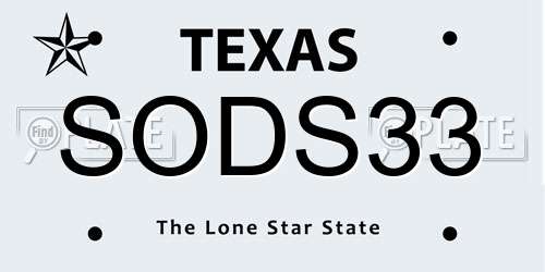 SODS33 Texas License Plate