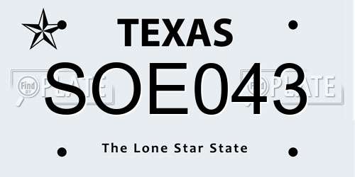 SOE043 Texas License Plate