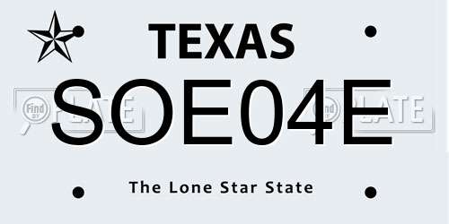 SOE04E Texas License Plate
