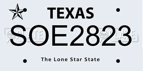 SOE2823 Texas License Plate