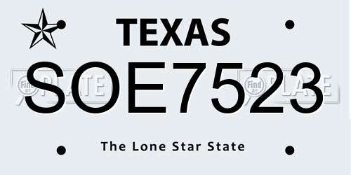 SOE7523 Texas License Plate