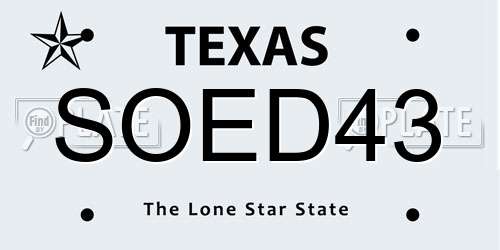 SOED43 Texas License Plate