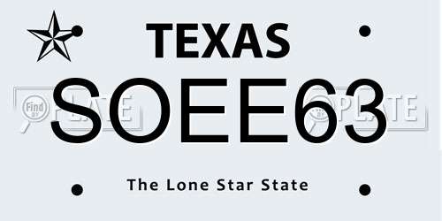 SOEE63 Texas License Plate