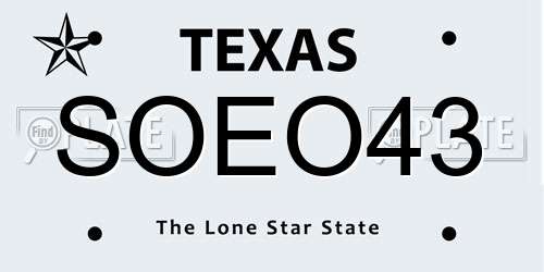 SOEO43 Texas License Plate