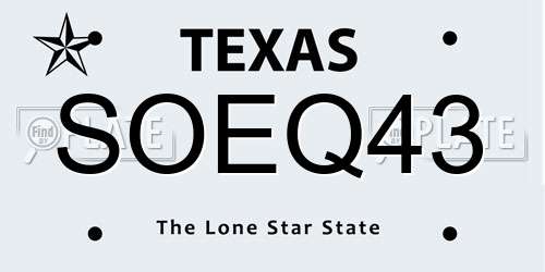 SOEQ43 Texas License Plate