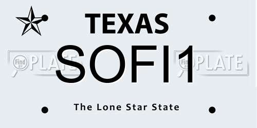 SOFI1 Texas License Plate