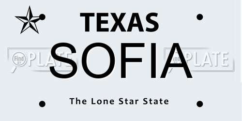 SOFIA Texas License Plate