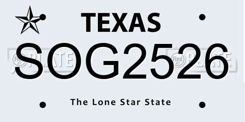 SOG2526 Texas License Plate
