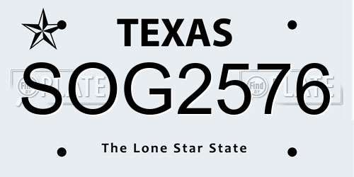 SOG2576 Texas License Plate