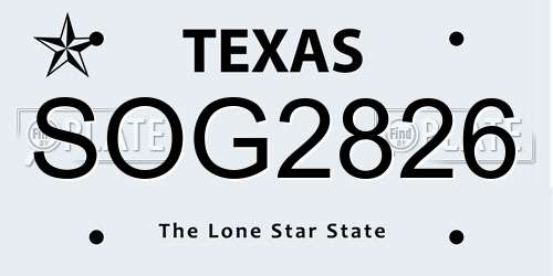 SOG2826 Texas License Plate