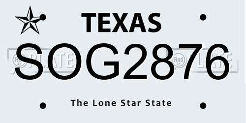 SOG2876 Texas License Plate