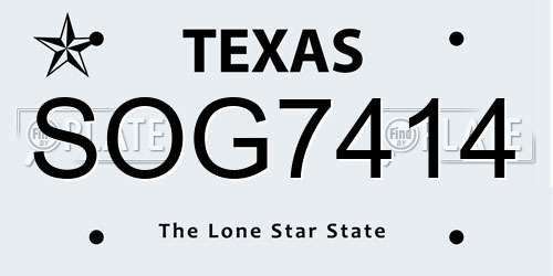 SOG7414 Texas License Plate