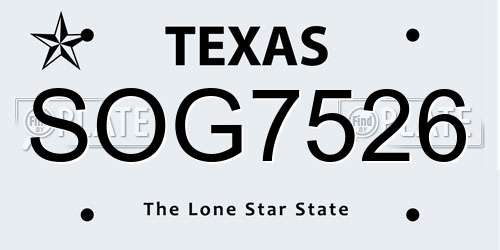SOG7526 Texas License Plate