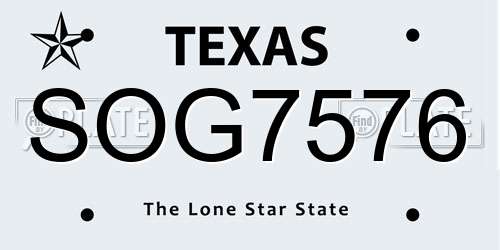 SOG7576 Texas License Plate
