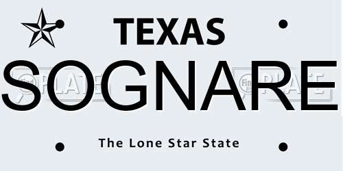 SOGNARE Texas License Plate