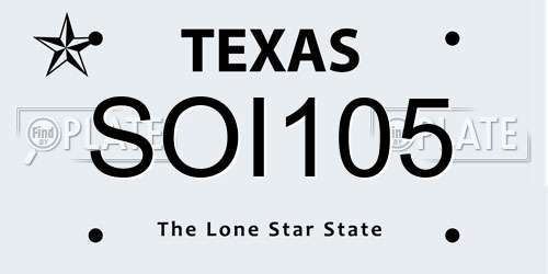 SOI105 Texas License Plate