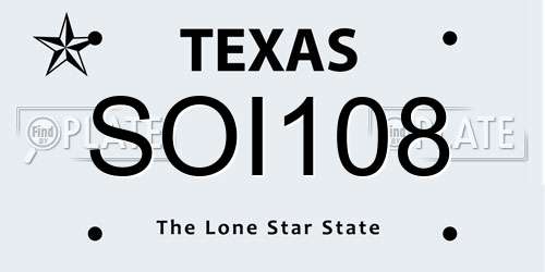 SOI108 Texas License Plate