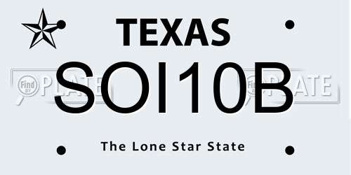 SOI10B Texas License Plate