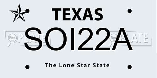 SOI22A Texas License Plate