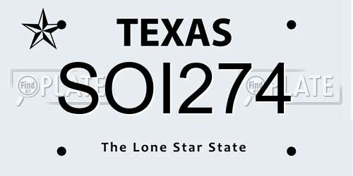 SOI274 Texas License Plate