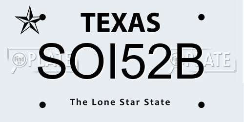 SOI52B Texas License Plate