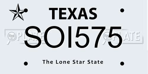 SOI575 Texas License Plate
