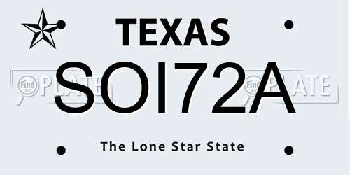 SOI72A Texas License Plate