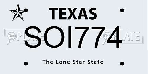 SOI774 Texas License Plate