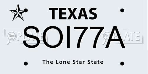 SOI77A Texas License Plate