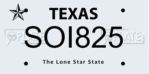 SOI825 Texas License Plate