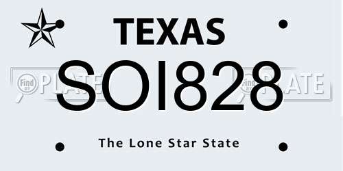 SOI828 Texas License Plate