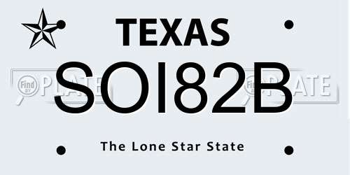 SOI82B Texas License Plate