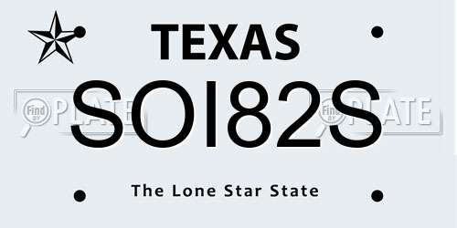 SOI82S Texas License Plate