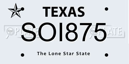 SOI875 Texas License Plate