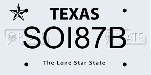 SOI87B Texas License Plate
