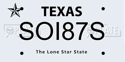 SOI87S Texas License Plate