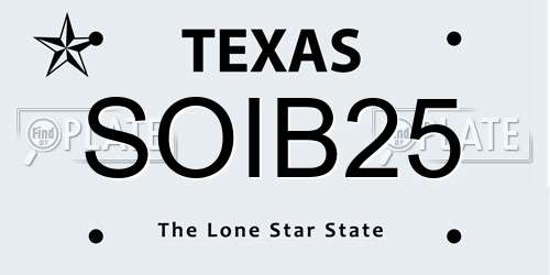 SOIB25 Texas License Plate
