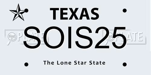 SOIS25 Texas License Plate