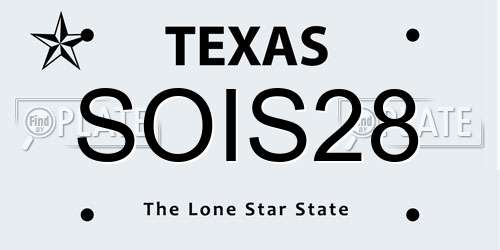 SOIS28 Texas License Plate