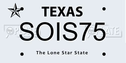 SOIS75 Texas License Plate
