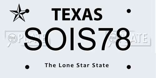 SOIS78 Texas License Plate