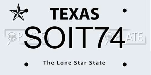 SOIT74 Texas License Plate