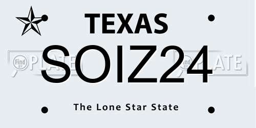 SOIZ24 Texas License Plate