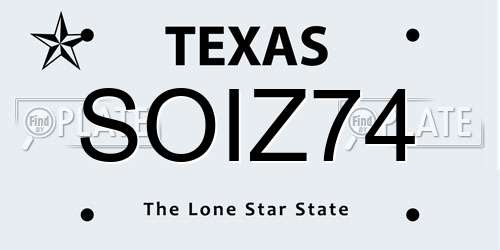 SOIZ74 Texas License Plate