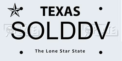 SOLDDV Texas License Plate