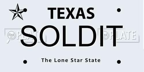 SOLDIT Texas License Plate