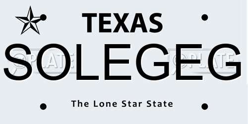 SOLEGEG Texas License Plate