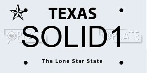 SOLID1 Texas License Plate