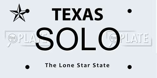 SOLO Texas License Plate