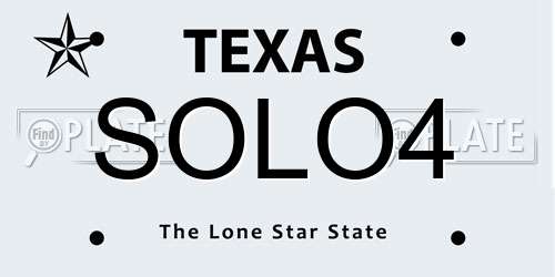 SOLO4 Texas License Plate
